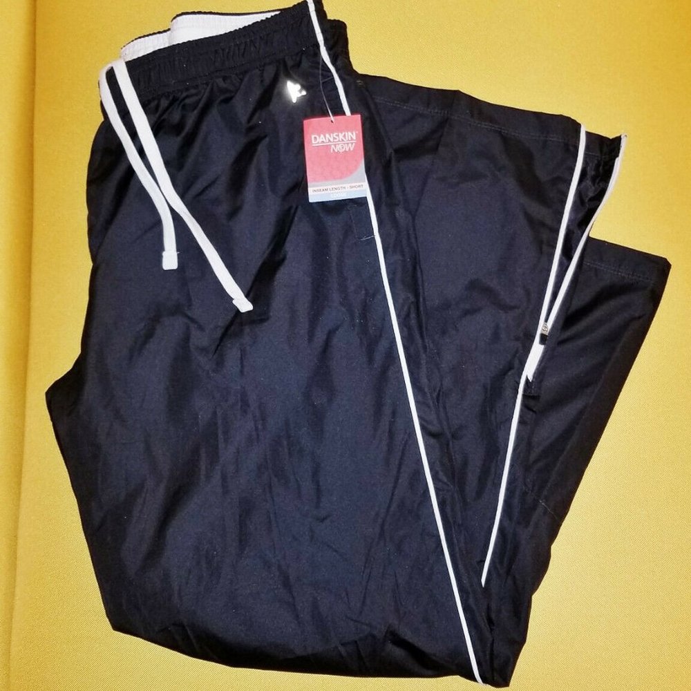 NWT Danskin Women Black Sports Gym Track Pants Jogger L 12-14 Orig$45+tax